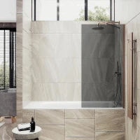 Шторка на ванну Maybah Glass MGV-81-2ш 700x1400 в широком профиле Бронза стекло графитовое