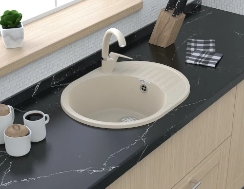 Кухонная мойка GranFest Quarz GF-Z58 Белая искусственный камень (литьевой мрамор) встраиваемый
