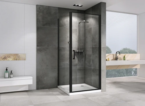 Душевой уголок Abber Sonnenstrand 80x75 AG04080B-S75B профиль Черный стекло прозрачное