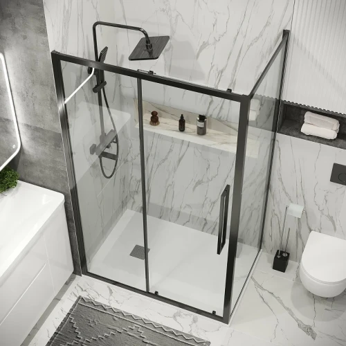 Душевая стенка Grossman Cosmo 90 200.K33.02.90.42.00 профиль Графит сатин стекло прозрачное