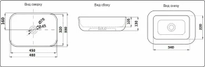 Раковина-чаша CeramaLux 46 D1333H132 Медь Белая фаянс накладная