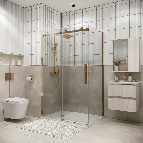 Душевая стенка Grossman Classic 80 200.K33.04.80.32.00 профиль Золото сатин стекло прозрачное