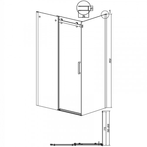 Душевая стенка Grossman Classic 80 200.K33.04.80.32.00 профиль Золото сатин стекло прозрачное