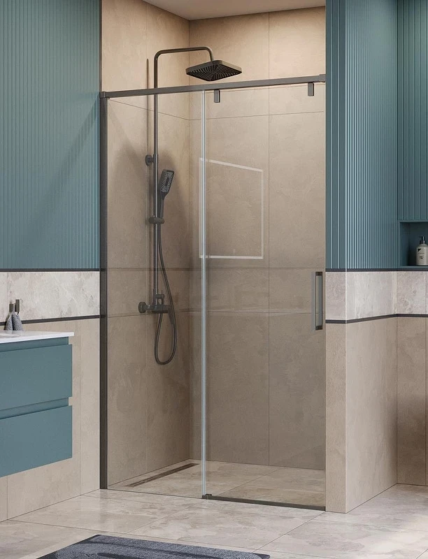 Душевая дверь BelBagno Soft Close-1 120 SOFT_CLOSE-1-BF-1-120-C-GM профиль Оружейная сталь стекло прозрачное