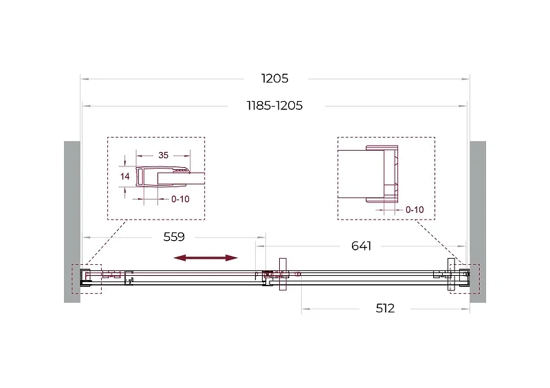 Душевая дверь BelBagno Soft Close-1 120 SOFT_CLOSE-1-BF-1-120-C-GM профиль Оружейная сталь стекло прозрачное