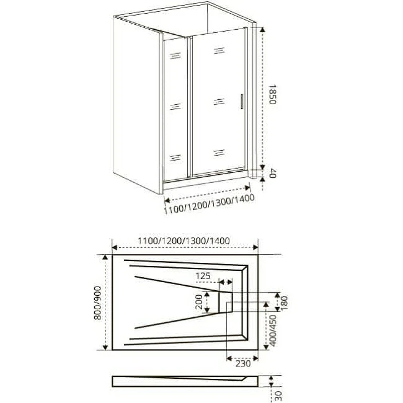 Душевая дверь Good Door Fantasy 130 WTW-130-C-CH профиль Хром стекло прозрачное