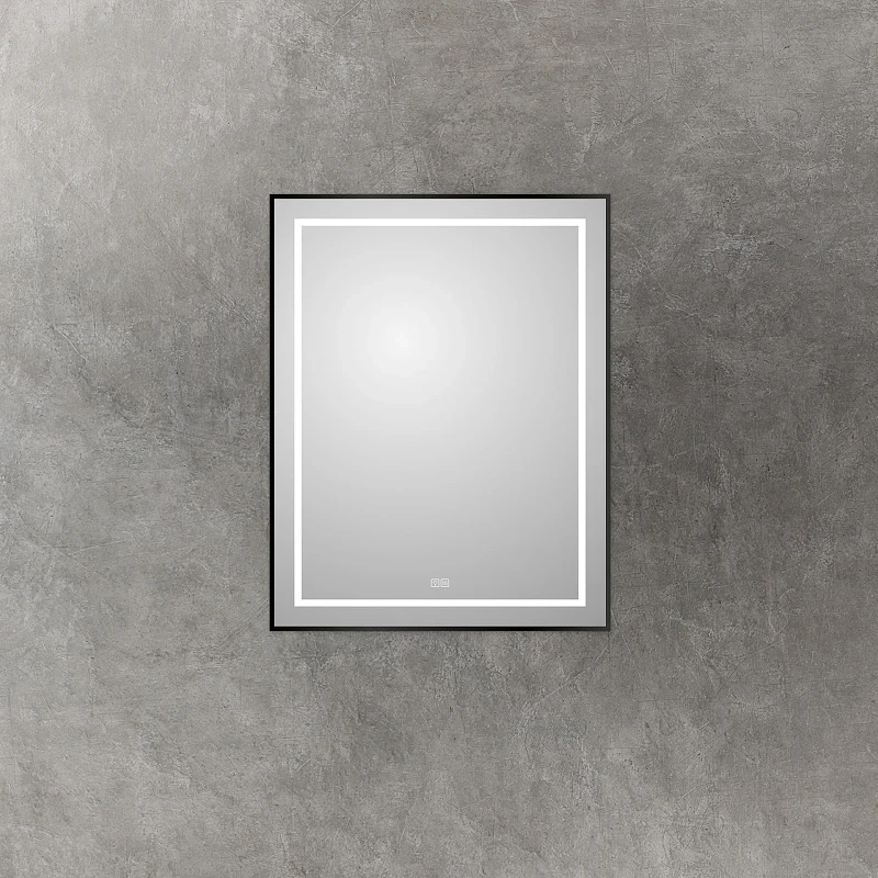 Зеркало BelBagno Kraft 70 SPC-KRAFT-700-900-LED-TCH-WARM-NERO с подсветкой Черное с сенсорным выключателем и подогревом стекло