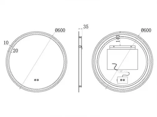 Зеркало Uni-Flow Mirror 60 M-201 с подсветкой с сенсорным выключателем и подогревом