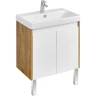 Тумба под раковину Aquaton Сканди Doors 70 1A278901SDZ90 Белый глянец Дуб рустикальный МДФ / ЛДСП