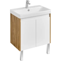 Тумба под раковину Aquaton Сканди Doors 70 1A278901SDZ90 Белый глянец Дуб рустикальный МДФ / ЛДСП