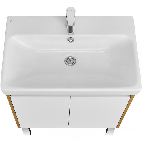 Тумба под раковину Aquaton Сканди Doors 70 1A278901SDZ90 Белый глянец Дуб рустикальный МДФ / ЛДСП