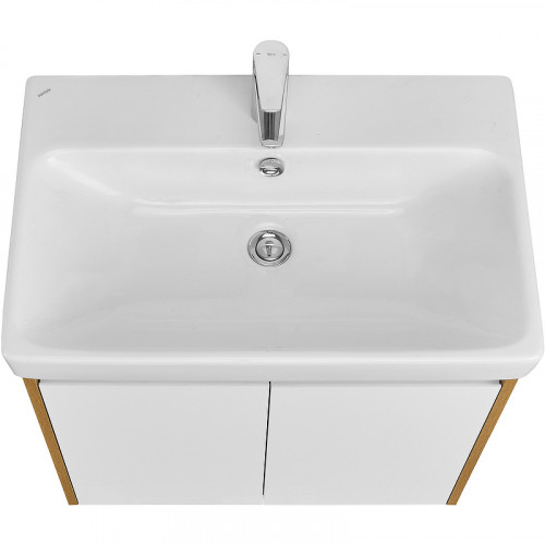 Тумба под раковину Aquaton Сканди Doors 70 1A278901SDZ90 Белый глянец Дуб рустикальный МДФ / ЛДСП