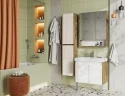 Тумба под раковину Aquaton Сканди Doors 70 1A278901SDZ90 Белый глянец Дуб рустикальный МДФ / ЛДСП