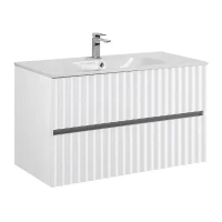 Тумба под раковину Art&Max Elegant 100 AM-ELEGANT-1000-2C-SO-BL-LED-P подвесная цвет Белый глянец