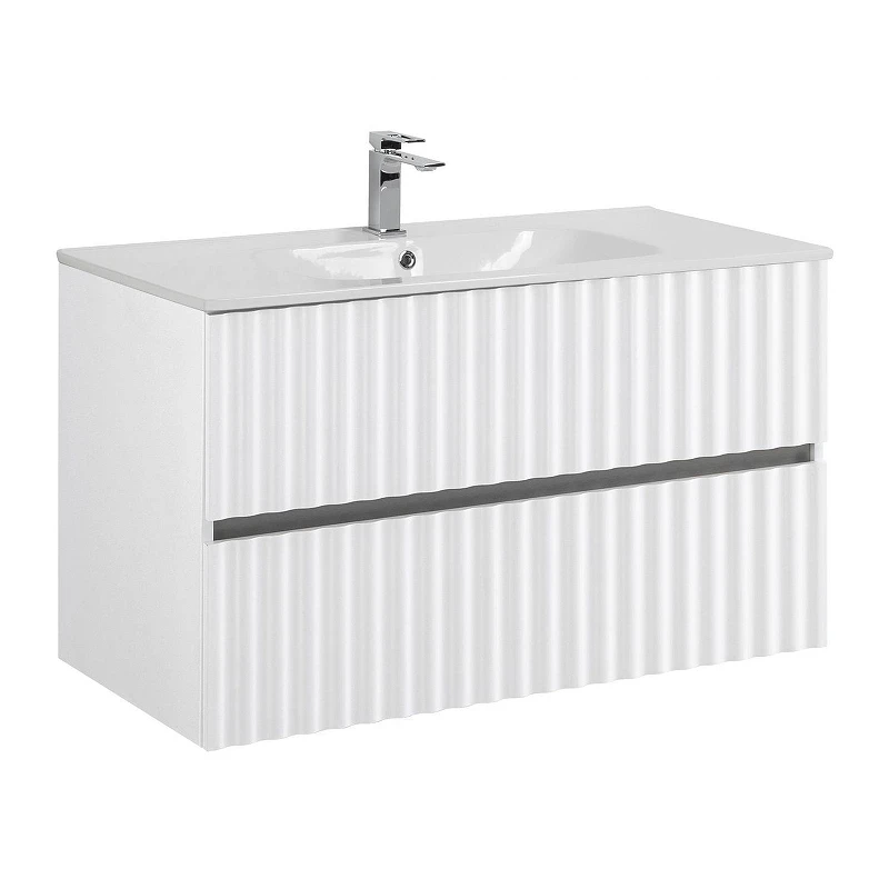 Тумба под раковину Art&Max Elegant 100 AM-ELEGANT-1000-2C-SO-BL-LED-P подвесная цвет Белый глянец