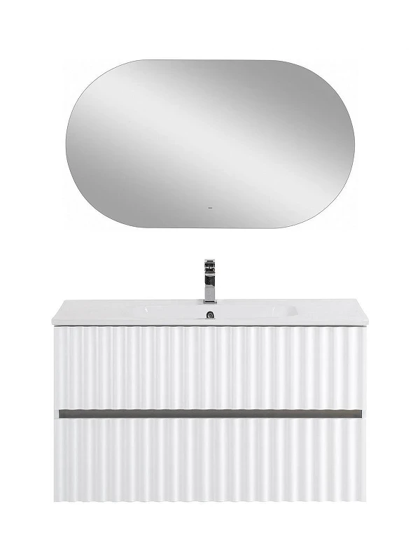 Тумба под раковину Art&Max Elegant 100 AM-ELEGANT-1000-2C-SO-BL-LED-P подвесная цвет Белый глянец
