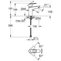 Смеситель для раковины Grohe BauLoop 23917001 Хром латунь