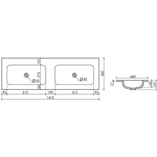 Раковина Ceramicanova Grace 140 CN7022wx двойная