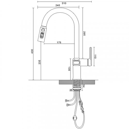 Смеситель для кухни ESKO Kitchen K15B LED Черный латунь