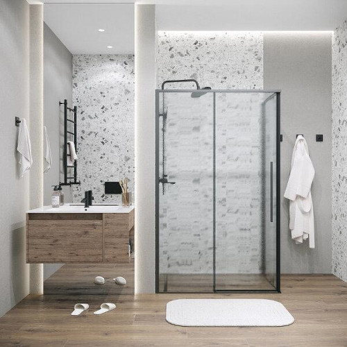 Душевой уголок Grossman Galaxy 110x100 L 120.K33.01.1110.21.02 профиль Черный матовый стекло шиншилла