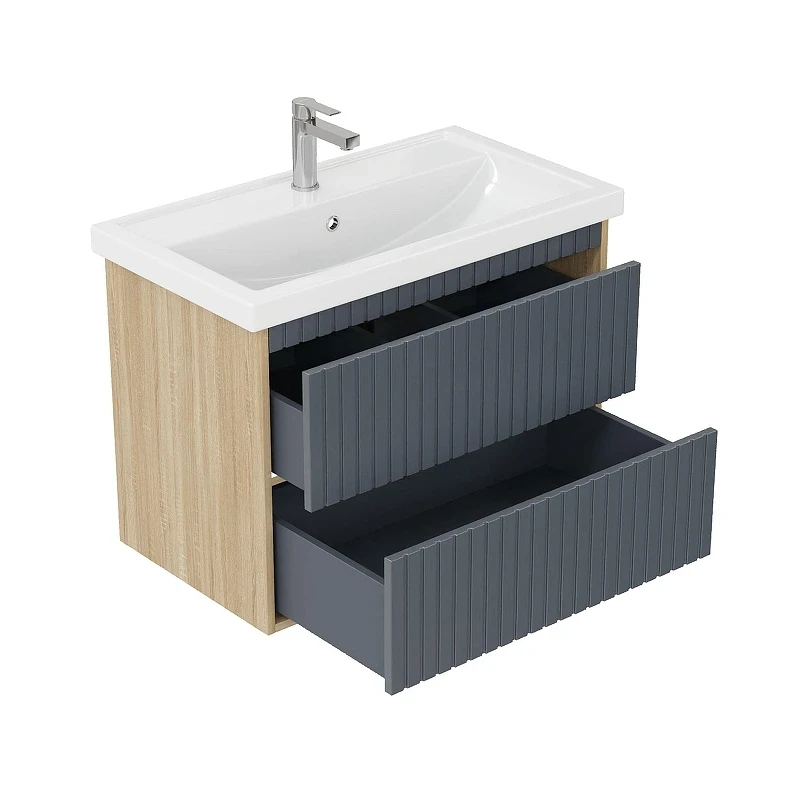 Тумба под раковину Onika Дайлер 80 108062 подвесная цвет Дуб сонома Серый