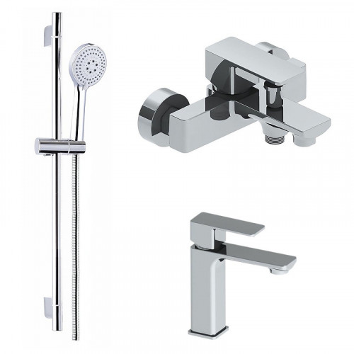 Комплект смесителей Azario Cadeo AZ-15940501+AZ-15944501+AZ-15782010 цвет Хром