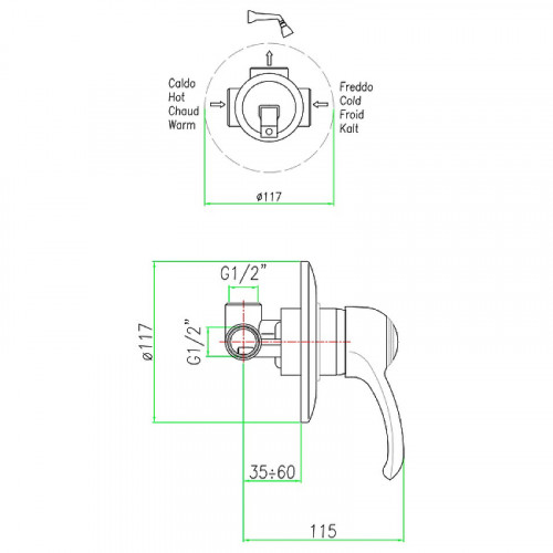 Смеситель для душа Webert Aurora AU880101015 Хром встраиваемый