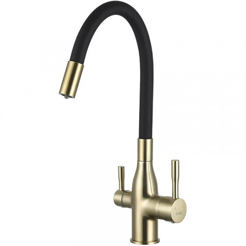Смеситель для кухни Frap H69 F4396-3 Сатин золотой Черный латунь
