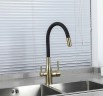 Смеситель для кухни Frap H69 F4396-3 Сатин золотой Черный латунь
