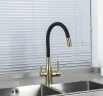Смеситель для кухни Frap H69 F4396-3 Сатин золотой Черный латунь