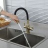 Смеситель для кухни Frap H69 F4396-3 Сатин золотой Черный латунь