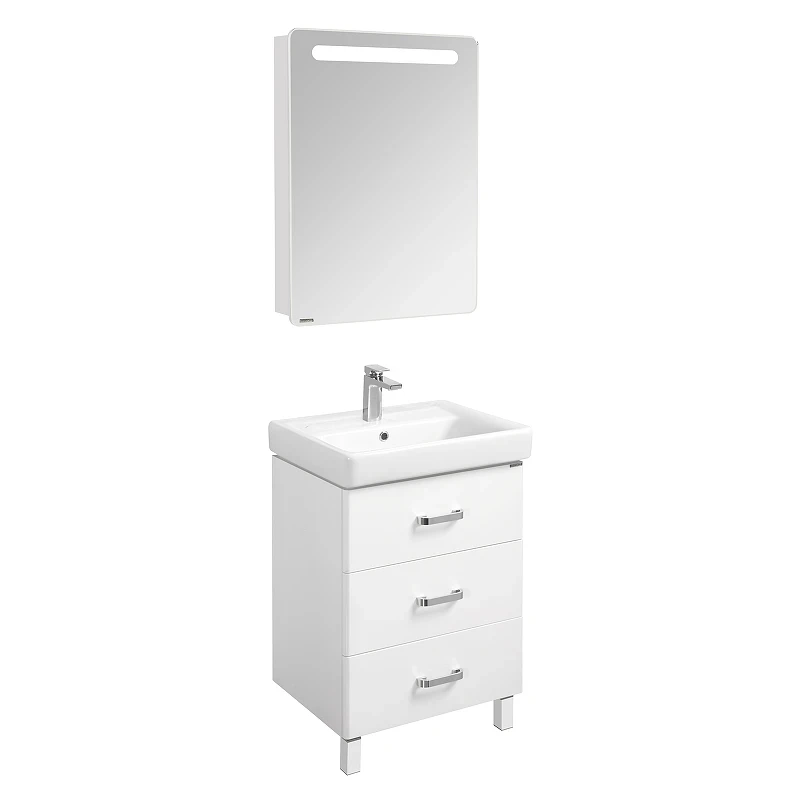 Зеркальный шкаф Aquaton Америна 60 R 1A135302AM01R с подсветкой Белый МДФ / ЛДСП, стекло