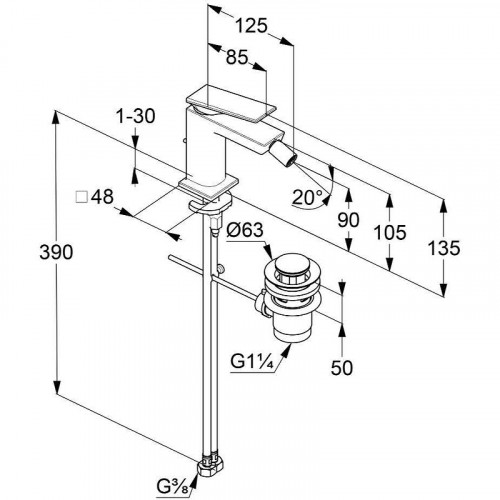Смеситель для биде Kludi Decus 542170575 Хром