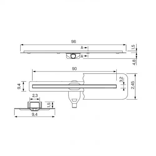 Душевой трап New Trendy VISIO SLIM 90x3 OL-0079 цвет Черный матовый