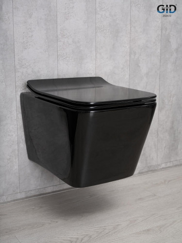 Унитаз Gid Cuadrado Tr2144BL 62224Y подвесной цвет Черный глянцевый с сиденьем Микролифт