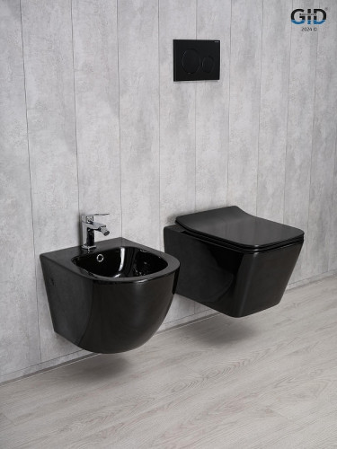 Унитаз Gid Cuadrado Tr2144BL 62224Y подвесной цвет Черный глянцевый с сиденьем Микролифт
