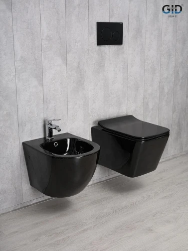 Унитаз Gid Cuadrado Tr2144BL 62224Y подвесной цвет Черный глянцевый с сиденьем Микролифт