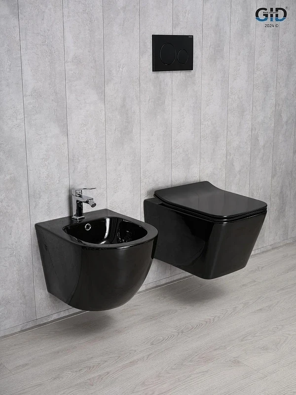 Унитаз Gid Cuadrado Tr2144BL 62224Y подвесной цвет Черный глянцевый с сиденьем Микролифт