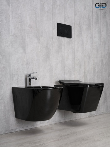 Унитаз Gid Cuadrado Tr2144BL 62224Y подвесной цвет Черный глянцевый с сиденьем Микролифт