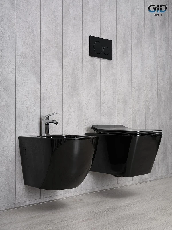 Унитаз Gid Cuadrado Tr2144BL 62224Y подвесной цвет Черный глянцевый с сиденьем Микролифт