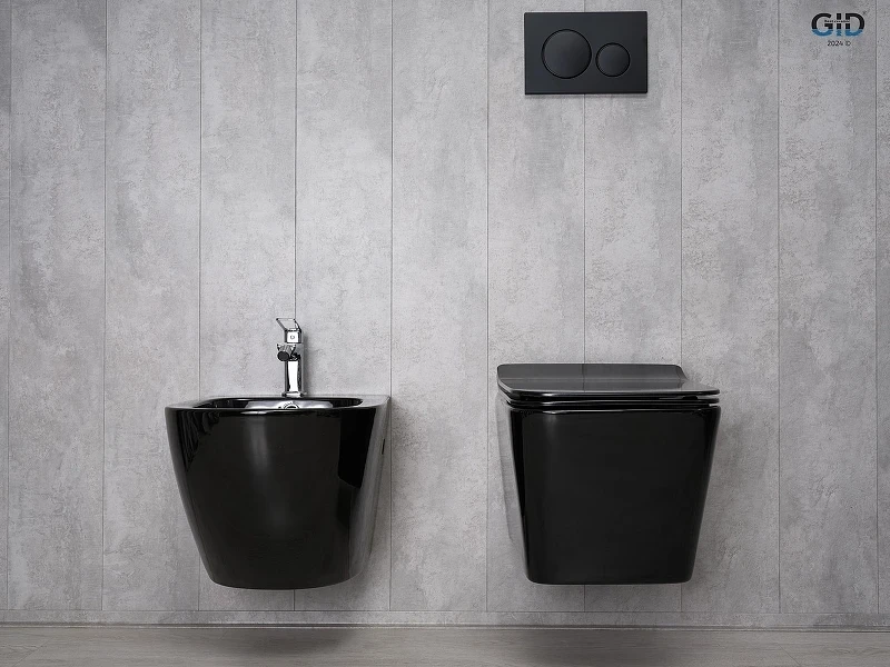 Унитаз Gid Cuadrado Tr2144BL 62224Y подвесной цвет Черный глянцевый с сиденьем Микролифт