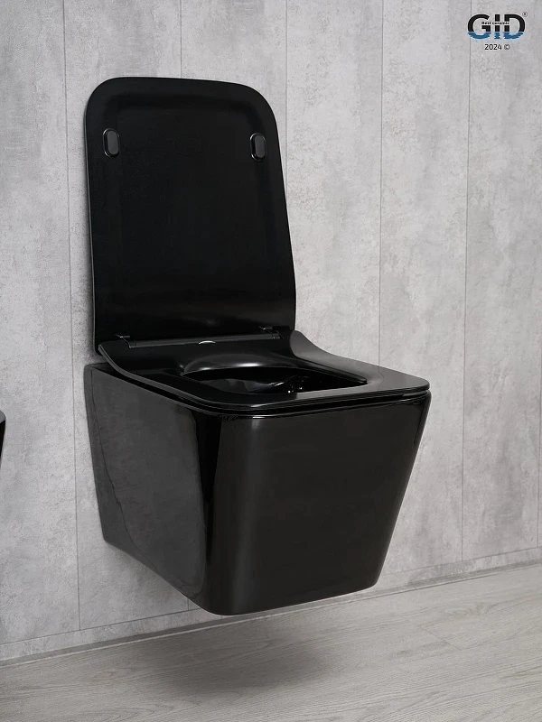 Унитаз Gid Cuadrado Tr2144BL 62224Y подвесной цвет Черный глянцевый с сиденьем Микролифт