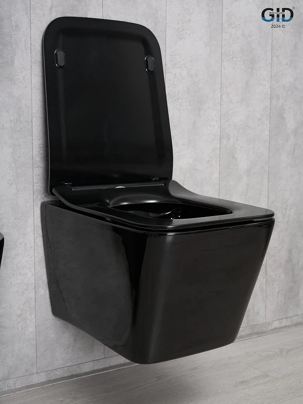 Унитаз Gid Cuadrado Tr2144BL 62224Y подвесной цвет Черный глянцевый с сиденьем Микролифт