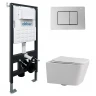 Комплект унитаза Abber Rechteck AC1201-AC0105-AC0120 с сиденьем Микролифт и клавишей смыва цвет Хром