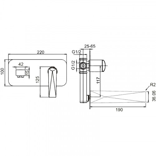 Смеситель для раковины Boheme Venturo 375 Хром латунь встраиваемый
