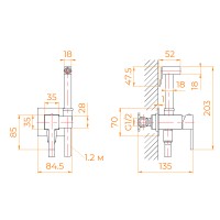 Гигиенический душ со смесителем RGW Shower Panels SP-212Gr 581408212-11 Серый брашированный латунь встраиваемый