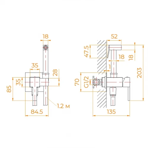 Гигиенический душ со смесителем RGW Shower Panels SP-212Gr 581408212-11 Серый брашированный латунь встраиваемый