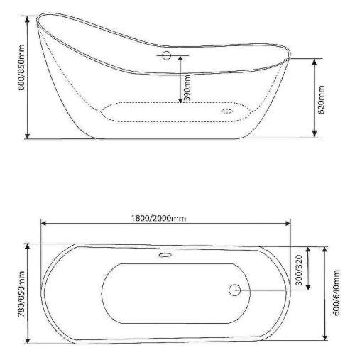 Акриловая ванна Grossman Style 180x80 GR-2301 без гидромассажа