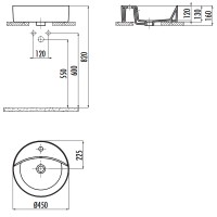 Раковина Creavit Nice 45 NC046-00CB00E-0000 Белая фарфор накладная