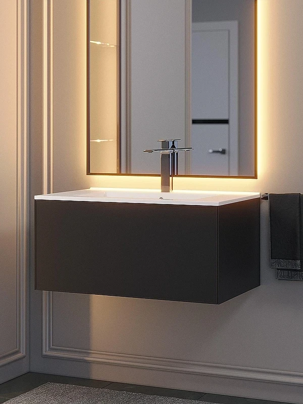 Тумба под раковину Uperwood Parma Premium 75 3930205464 подвесная цвет Черный матовый